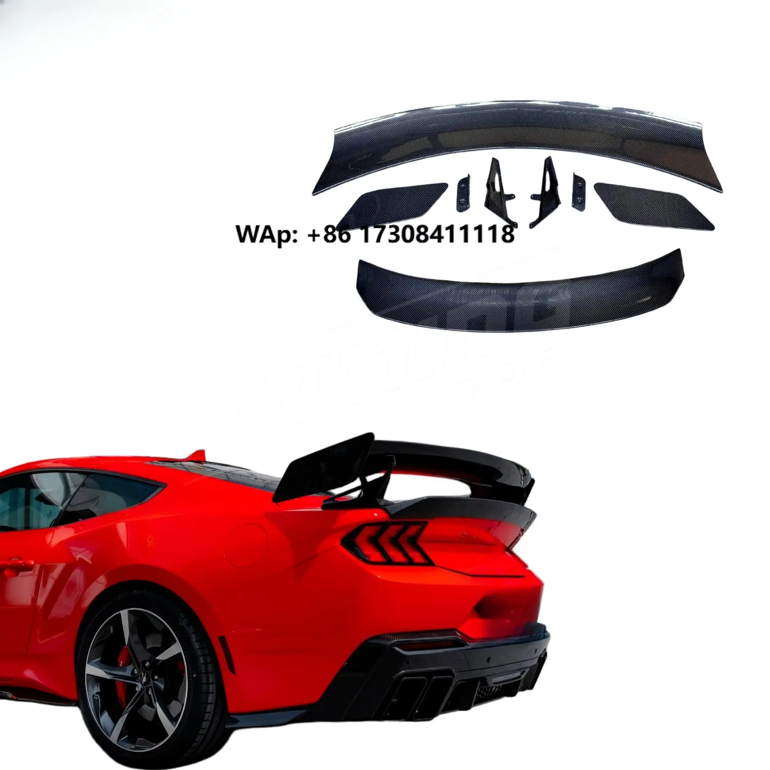 Newest Dry Carbon SC Style Wing Spoiler Ducktail Spoiler for Mustang 2024+ Upgrade Conversion Kit Add-on Part