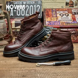 KOWM Hiking Boots Men Cow Leather trekking Outdoor Sport Snow Shoes Climbing Mountain Hunting Walking Sneakers trekking shoes