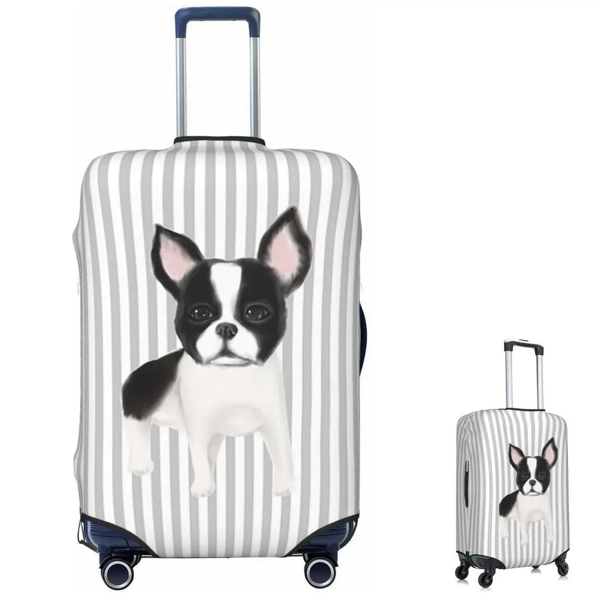 Boston Terrier Capa de proteção para mala de viagem elástica Capa protetora de bagagem para 18-32 polegadas