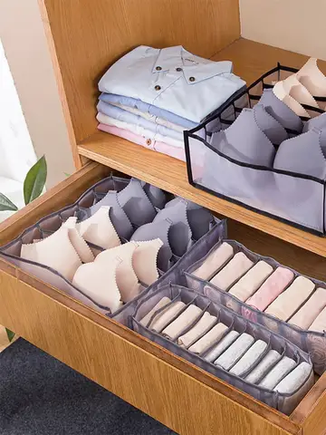 6/7/11 Foldable Underwear Underwear Socks Organizer With Dividers Clothes Storage Box Breathable Mesh Bag For Wardrobe