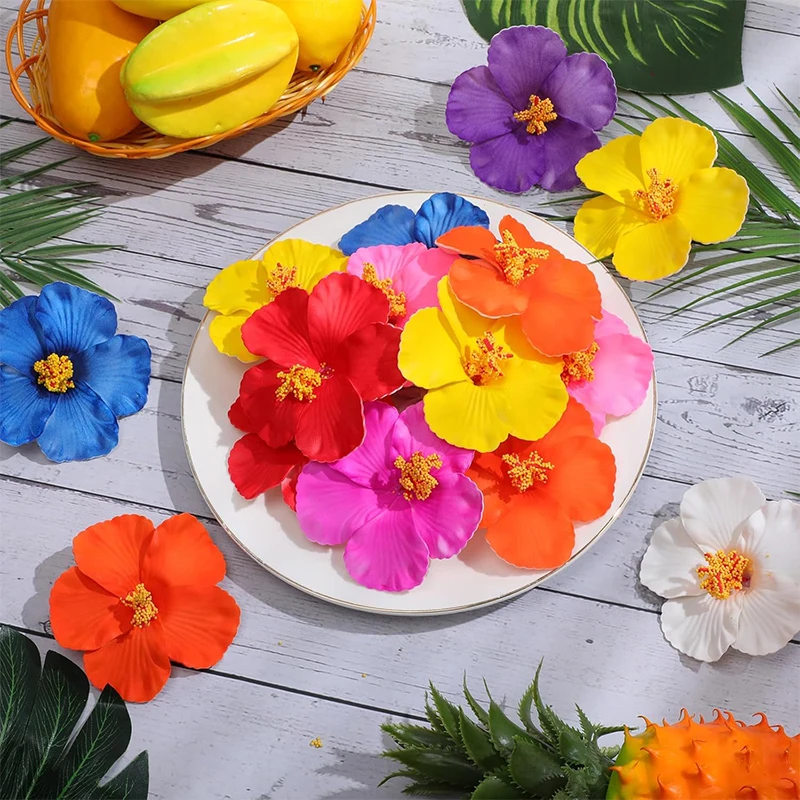 5/10 Stück künstliche Blumen, 9 cm, künstliche Blumen, Sommer, Hawaii, tropischer Strand, Geburtstagsfeier, Hochzeit, Tischdekoration, DIY-Haardekoration – Detail 4