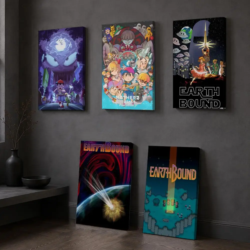 E-EarthBound 2 Adventure Game Framed Wall Painting Wood Framed Canvas Poster Wall Art For Bedroom Hallway Bar Office Home Decor