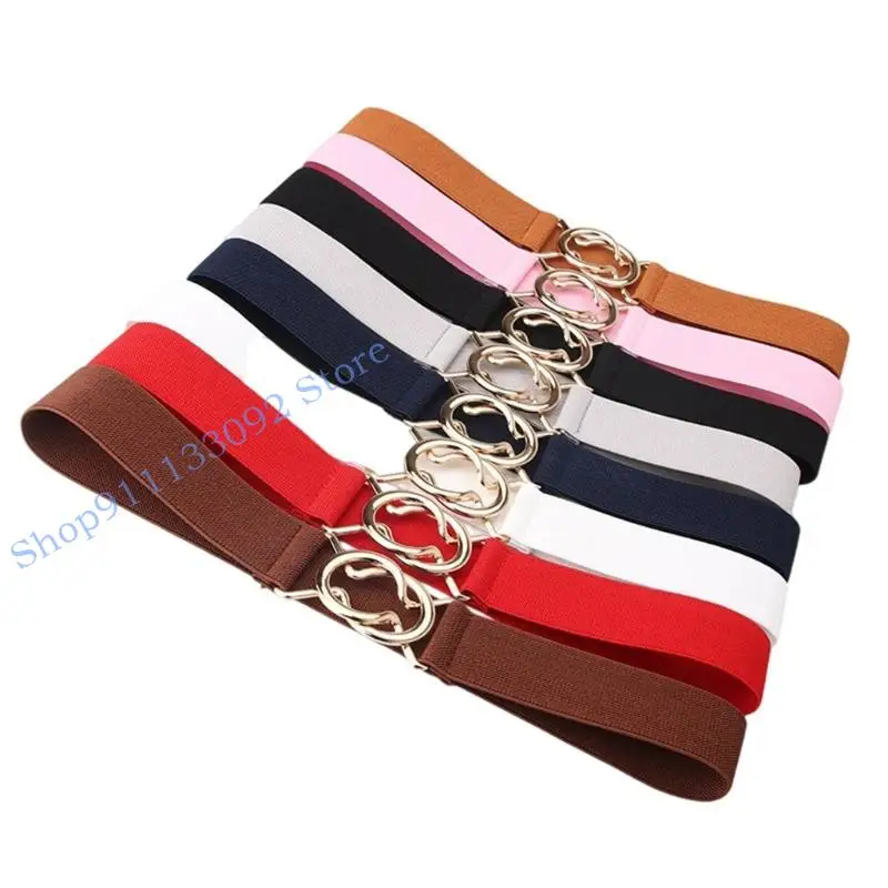 

H9ED Мягкая эластичная поясная лента с металлическими пряжками, крючок на талии, регулируемый поясной ремень для платьев, юбки,