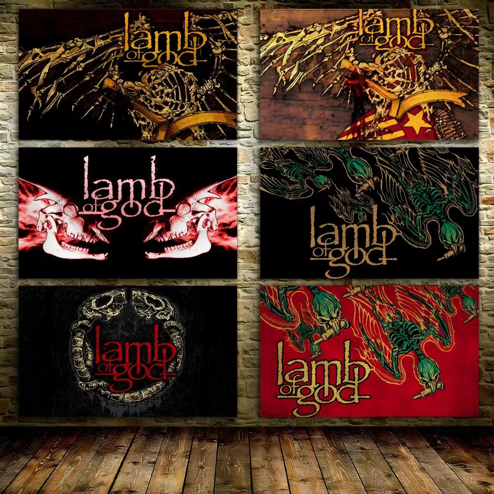 Rock Band L-Lamb Of God Flags Custom Wall Hanging Background Art Banner For Bedroom Home Living Room Outdoor Decor