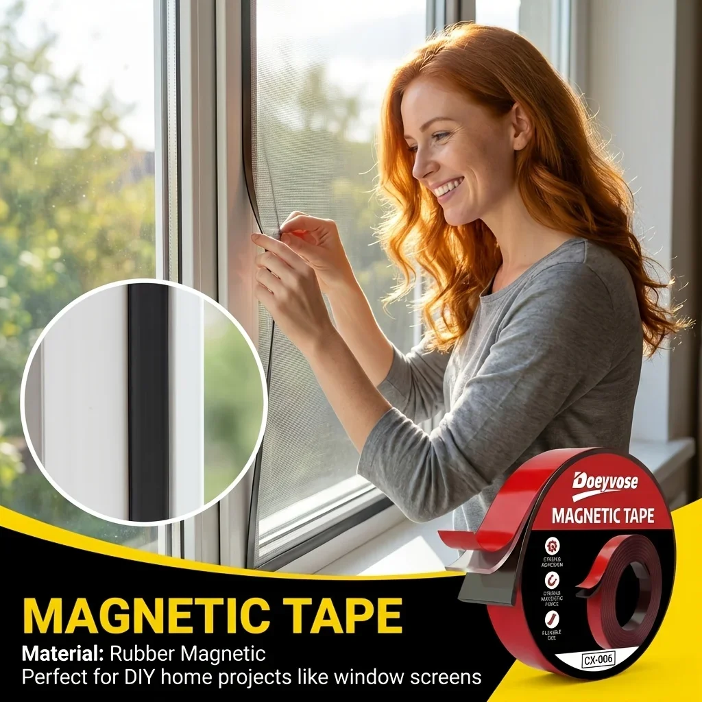 Doeyvose Self-adhesive Rubber Magnet Strip, Ideal for Fridge Decor, Poster & Photo Fixing, Household Office Use
