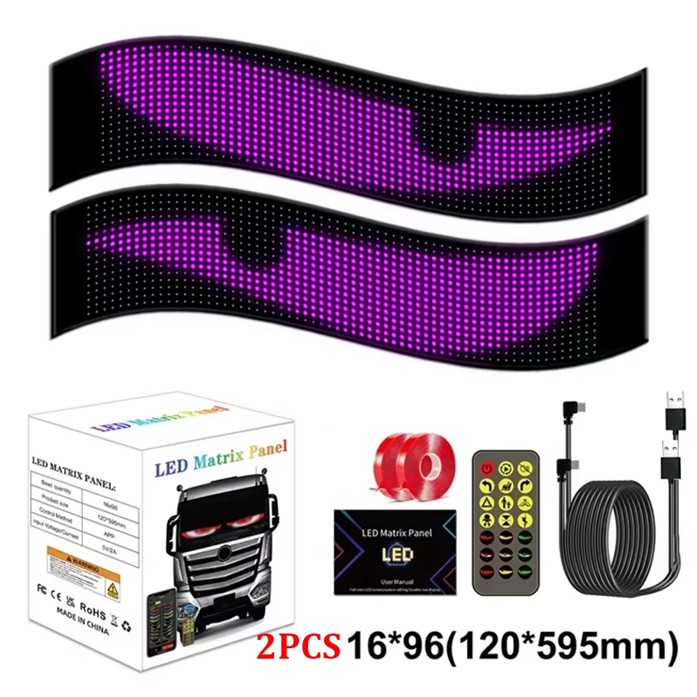 16*32 LED Devil Eye Lights voor motorfietsvoorruit, programmeerbaar matrixpixelpaneel met app/afstandsbediening voor motorfiets