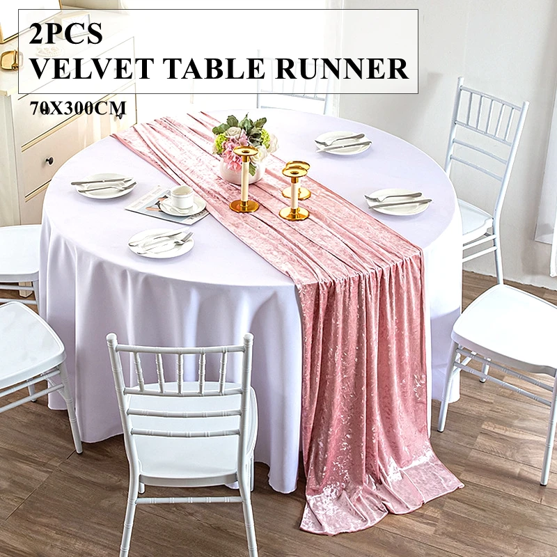 

70x300cm Premium Velvet Table Runner Poly Tablecloth Runners For Wedding Banquet Event Decoration