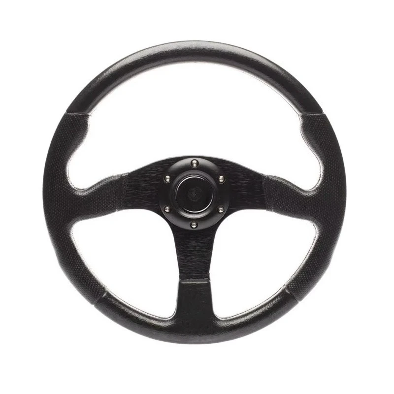 Racing Sports Car Steering Wheel with Leather Finish Model MATCH Compatible with Sports Vehicles