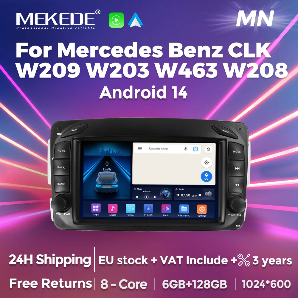 EU Store MEKEDE Car-play Android 14 Auto Radio For Mercedes Benz CLK W209 W203 W463 W208 Multimedia Player BT DSP GPS Navigation