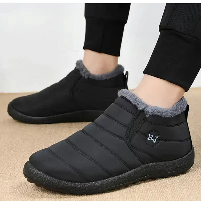 New Men\'s and Women\'s Waterproof Winter Boots Plush Snow Boots Warm Couple Cotton Couple Thick soled Shoes Outdoor Warmth