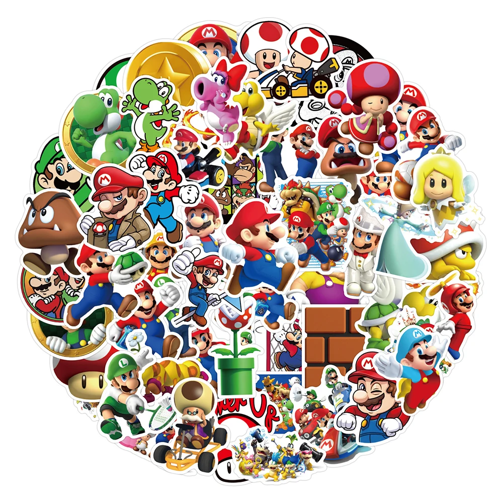 10/30/50/100pcs Classic Funny Game Super Mario Stickers Cute Cartoon Kids DIY Sticker Toy Suitcase Laptop Car Phone Decals Decor