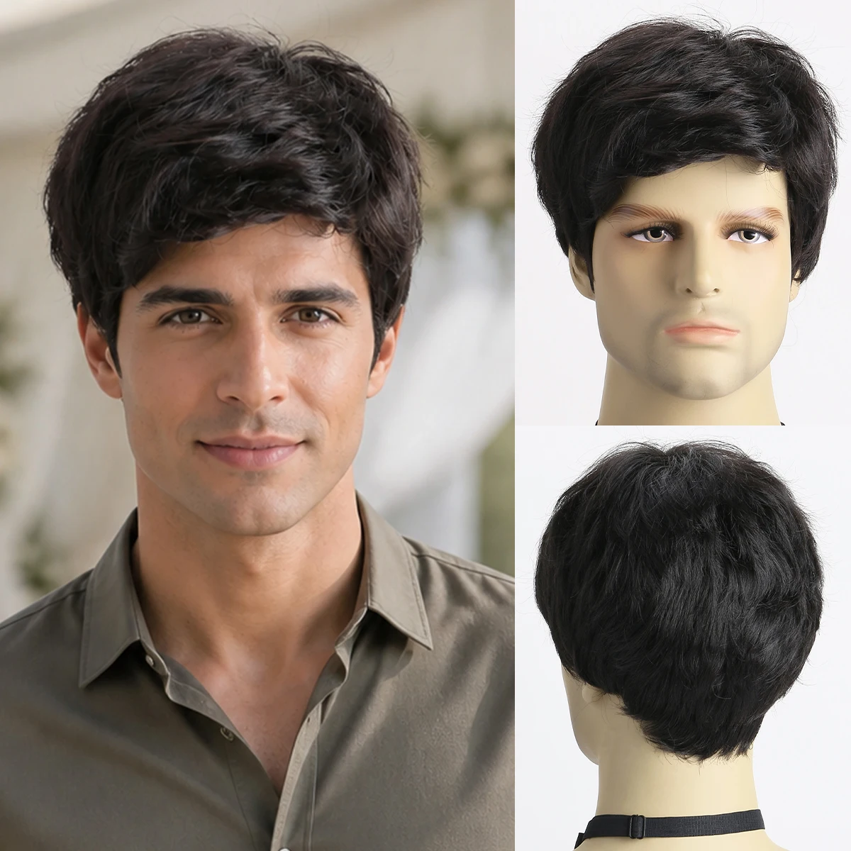 

Natural Handsome Men's Fluffy Realistic Wig,10 Inch Short Hairstyle Wig For Men,Synthetic Hair Wig Ideal For Role Playing & Cosp