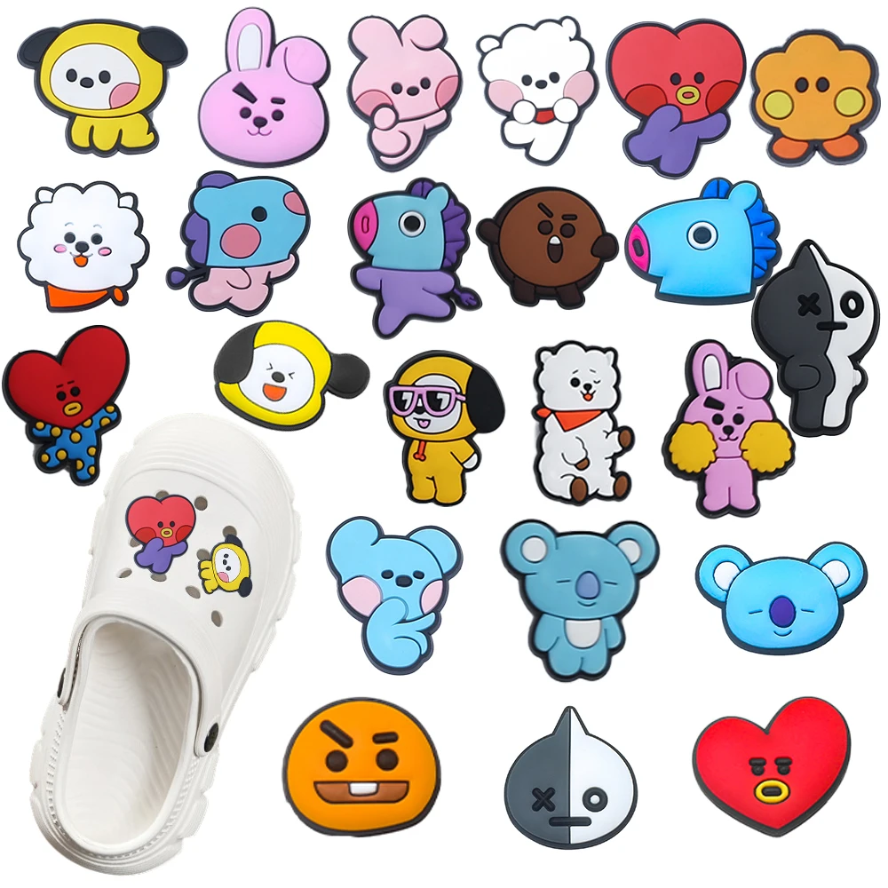 23Pcs Hot Toys Cute Cartoon Animal Series PVC Shoe Accessories Suitable For Hole Shoes And Beach Bags Colored Shoe Accessory