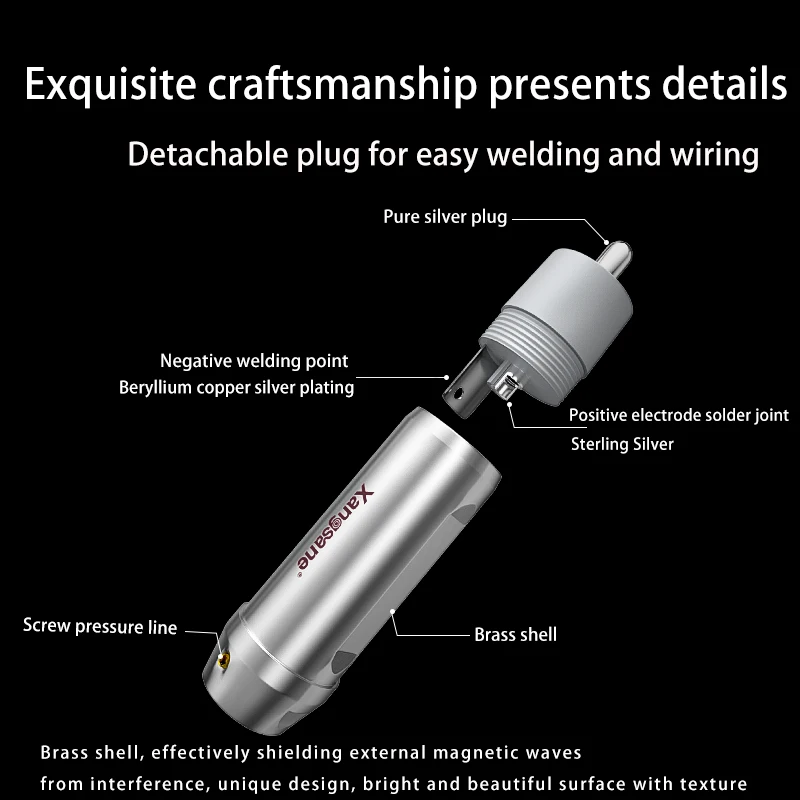 يتم استخدام مقابس RCA من الفضة النقية من Xangsane لصنع كابلات الإشارة والخطوط المحورية