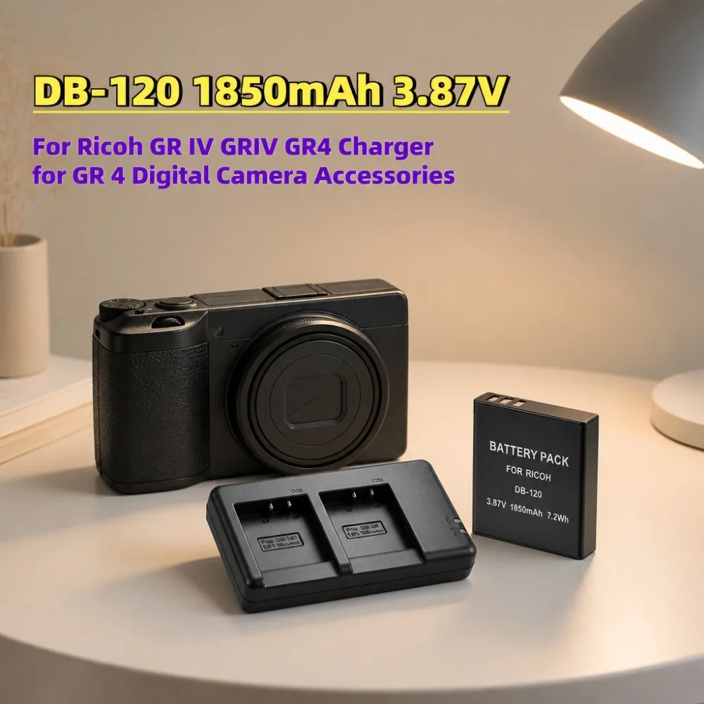 In Stock Upgrade DB-120 1850mAh 3.87V Rechargeable Battery With Charger For Ricoh GR IV GR4 Digital Camera Accessories