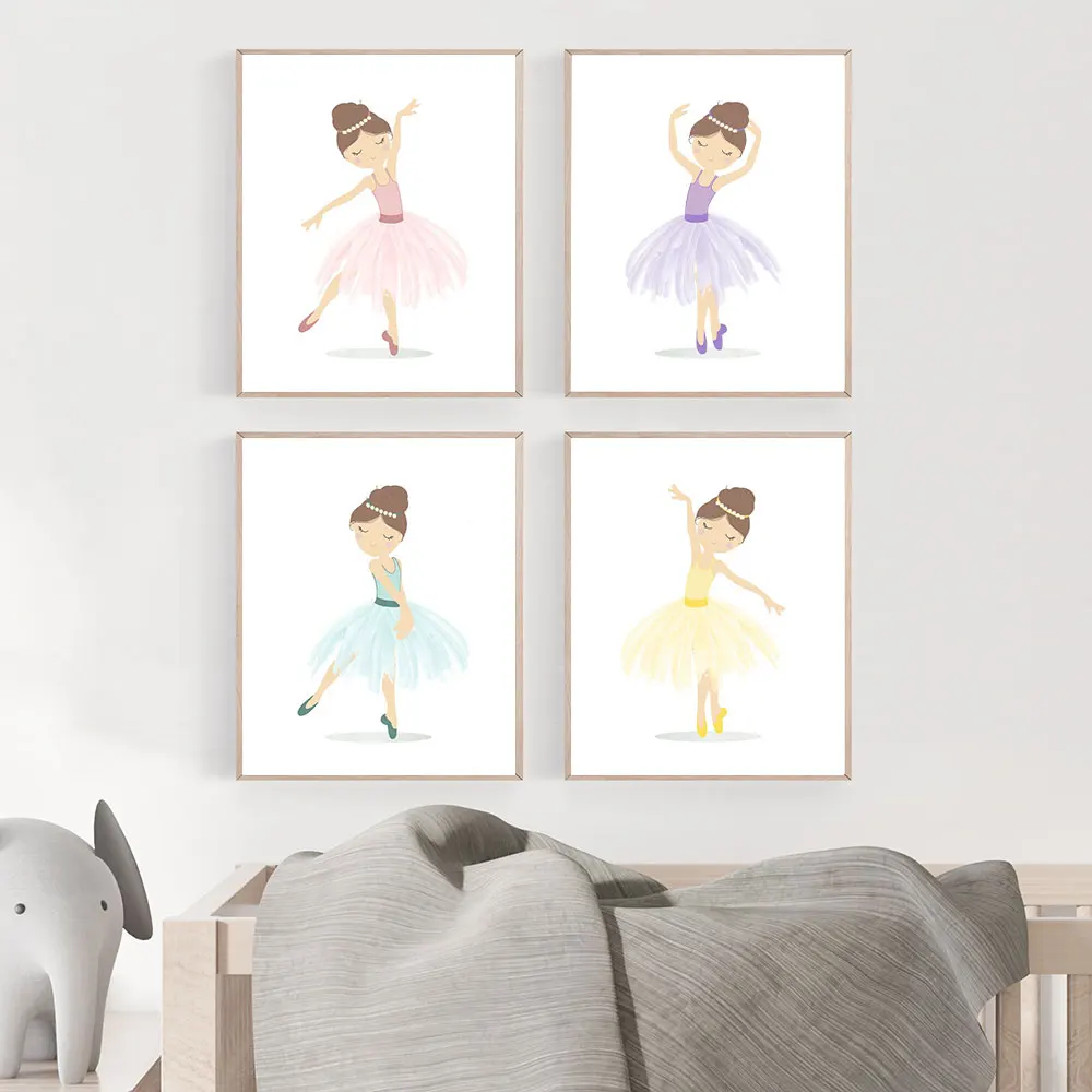 

Toddler Girl Pink Ballerina Teen Nursery Wall Art Canvas Painting Nordic Posters And Prints Wall Pictures Kids Pastel Room Decor