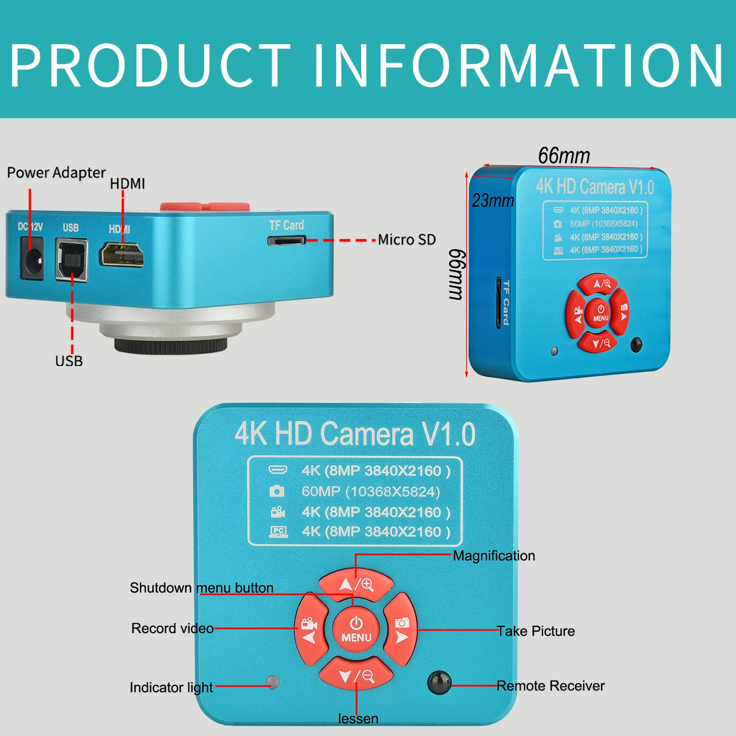 KOPPACE 8 Million Pixels 4K HD Microscope Industrial Camera HDMI/USB Output