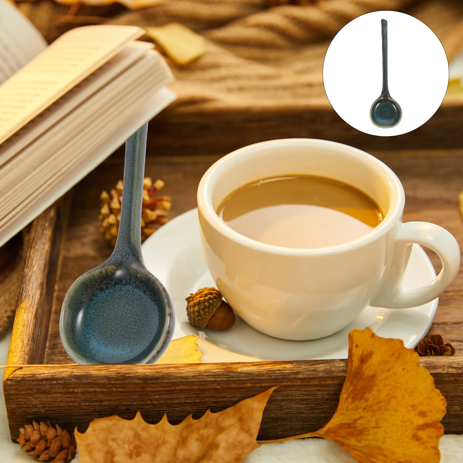 

Long Handle Ceramic Soup Spoon Large Capacity Ergonomic Grip Dishwasher Safe Soup Spoon for Household Kitchen Restaurant Supply