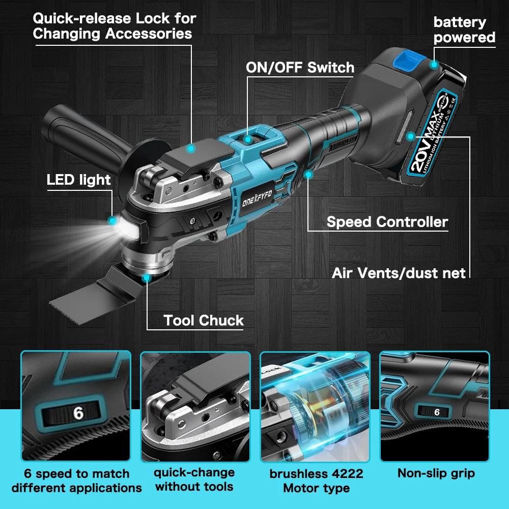 Electric Brushless Oscillating 6 Speed Trimmer Saw Renovation Power Machine Multi-function For Makita 18V Battery