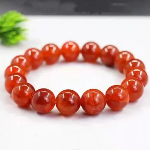 Natural Red Jade Bracelet Men Women Fine Jewelry Genuine Red Cracked Dragon Scale Agate Beads Elastic Beaded Bracelets Bangles