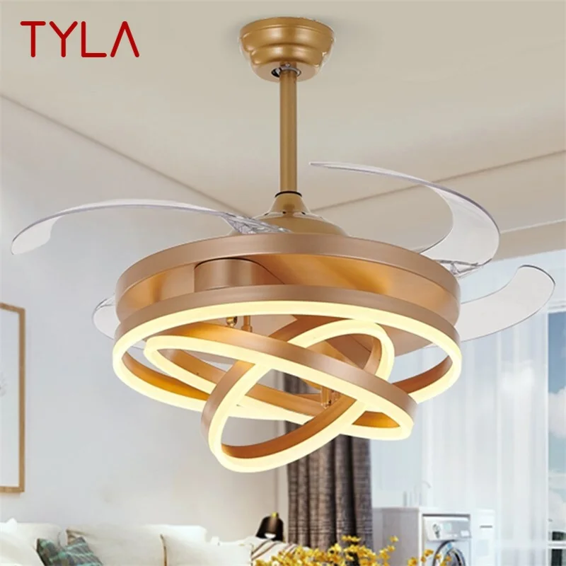 

TYLA Ceiling Fan Light Without Blade Lamp Remote Control Modern Creative Gold For Home Living Room 120V 240V