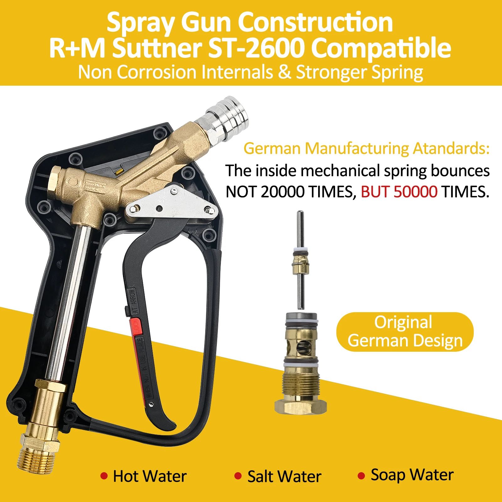 Replacement Short Pressure Washer Gun Swivel with M22 Inlet-14mm & Aluminum Foam Cannon Adjustable Thick Foam Spray Gun Kit
