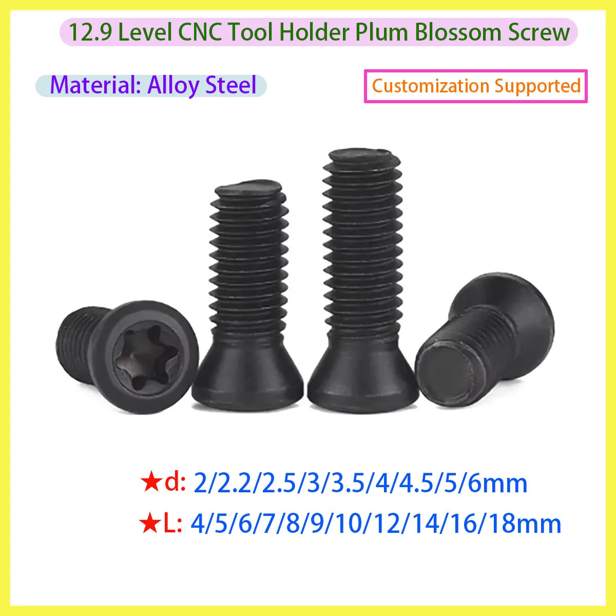 12.9 Grade Alloy Steel Torx Screws CNC Tool Holder Milling Cutter Insert Clamp Screws M2M2.5M3M3.5M4M5M6