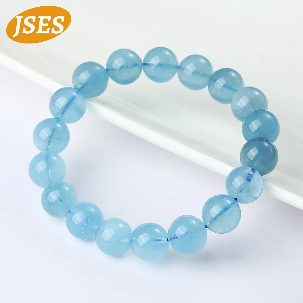 JSES AA Natural Blue Aquamarine 7-12mm Bracelet Loose Gemstone Beads for Jewelry Making Wholesale Crystal Beads DIY Accessories