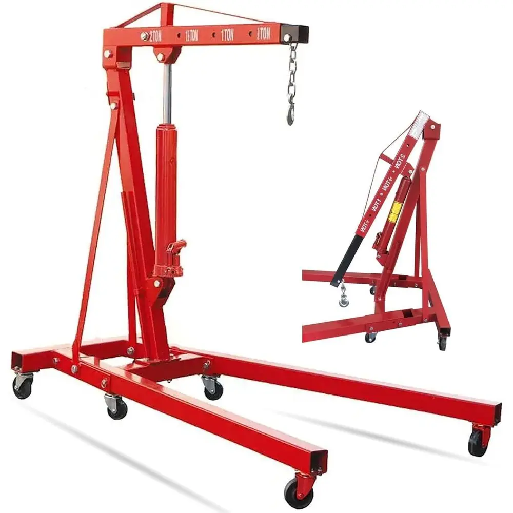

2 Ton Engine oldable Cherry Picker, Heavy Duty Engine Lit , 4400 lbs oldable Hydraulic Shop Crane w/Boom & 6 Swivel Casters or A