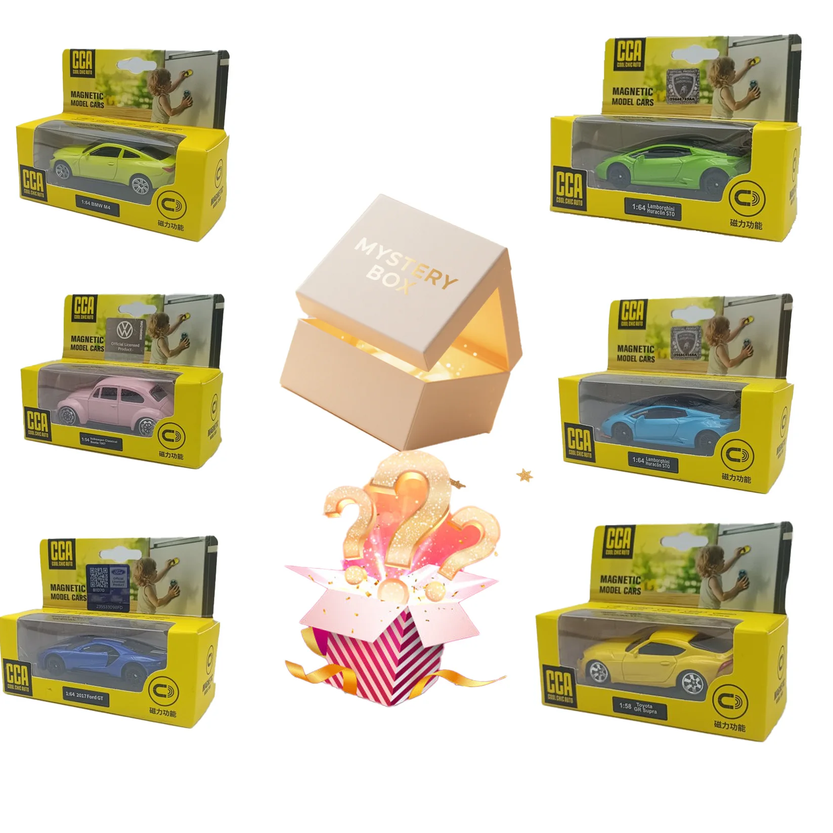

Подарочный пакет CCA Mystery Blind Box — мини-модели автомобилей из цинкового сплава, стильный компактный, случайный ассортимент крутых автомобильных стилей