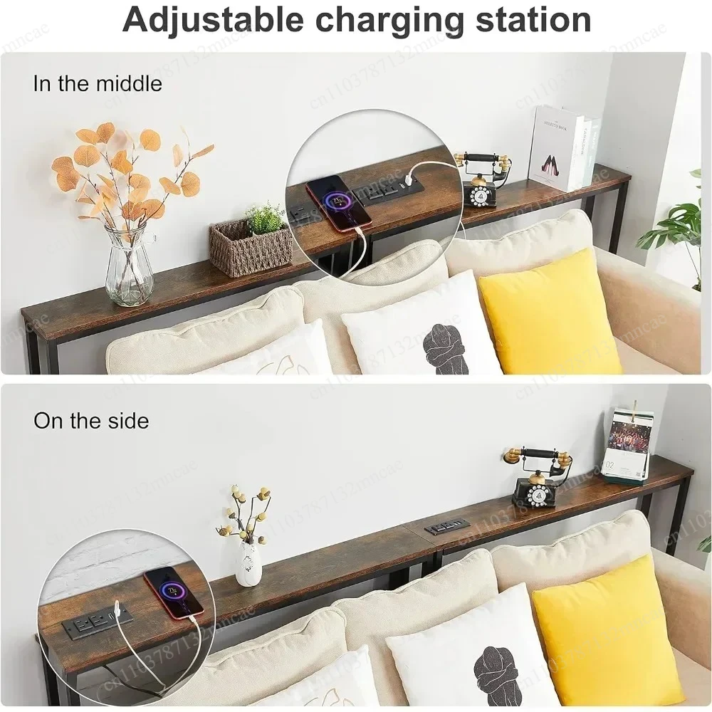 5.9" D X 39.4" W X 31.1" H Side Table Living Room Pack Narrow Console Table with Power Outlets view 5