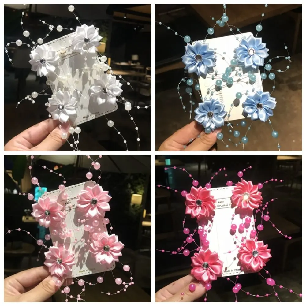 

4PCS New Flower Beads Bridal Hairpin Exquisite Handmade Bridal Headdress Fairy Luxury Wedding Headwear Hair Accessories