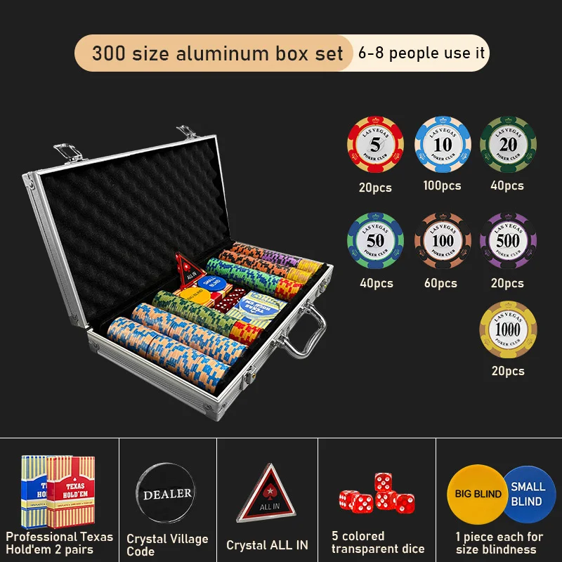 Conjunto de fichas de pôquer de cerâmica, 200 peças, moeda, sala de xadrez, chip de alta qualidade, clube de pôquer exclusivo, texas hold'em, caixa de armazenamento de chips, jogos de mesa