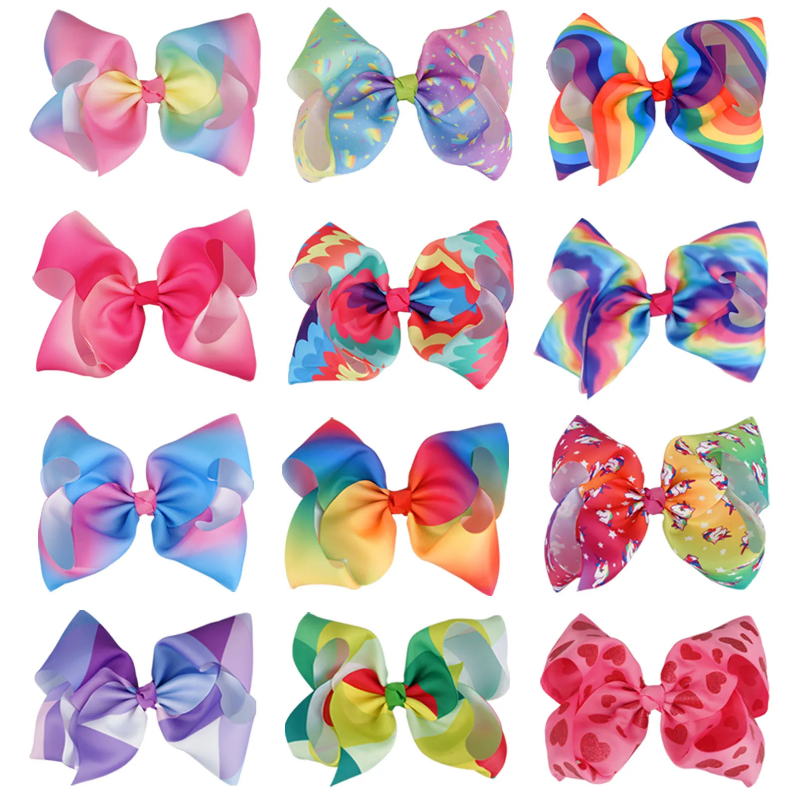 8 Inch Solid Large Hair Bow For Girls Kids Handmade Grosgrain Ribbon Bow With Clips Boutique Hairpins Hair Accessories