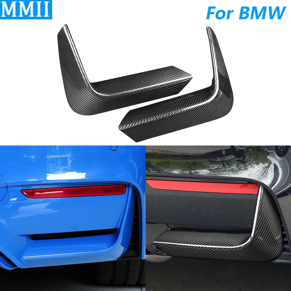 

For BMW M3 M4 F80 F82 2014-2020 Real Dry Carbon Fiber Rear Bumper Spoiler Air Knife Panel Cover Car Accessories Modification