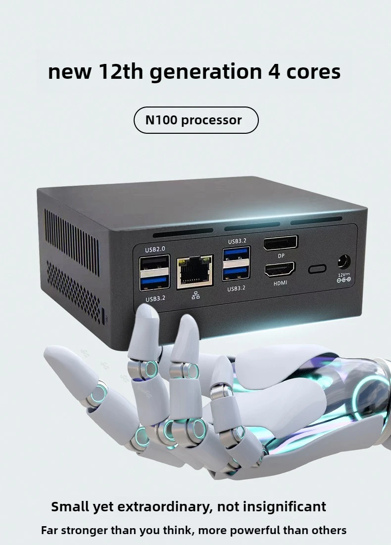 Mini PC New 12-generation N100  Mini Computer 4K Dual-screen Industrial Desktop 8G 512G Optional Windows 11 10 NVMe SSD Wifi 5