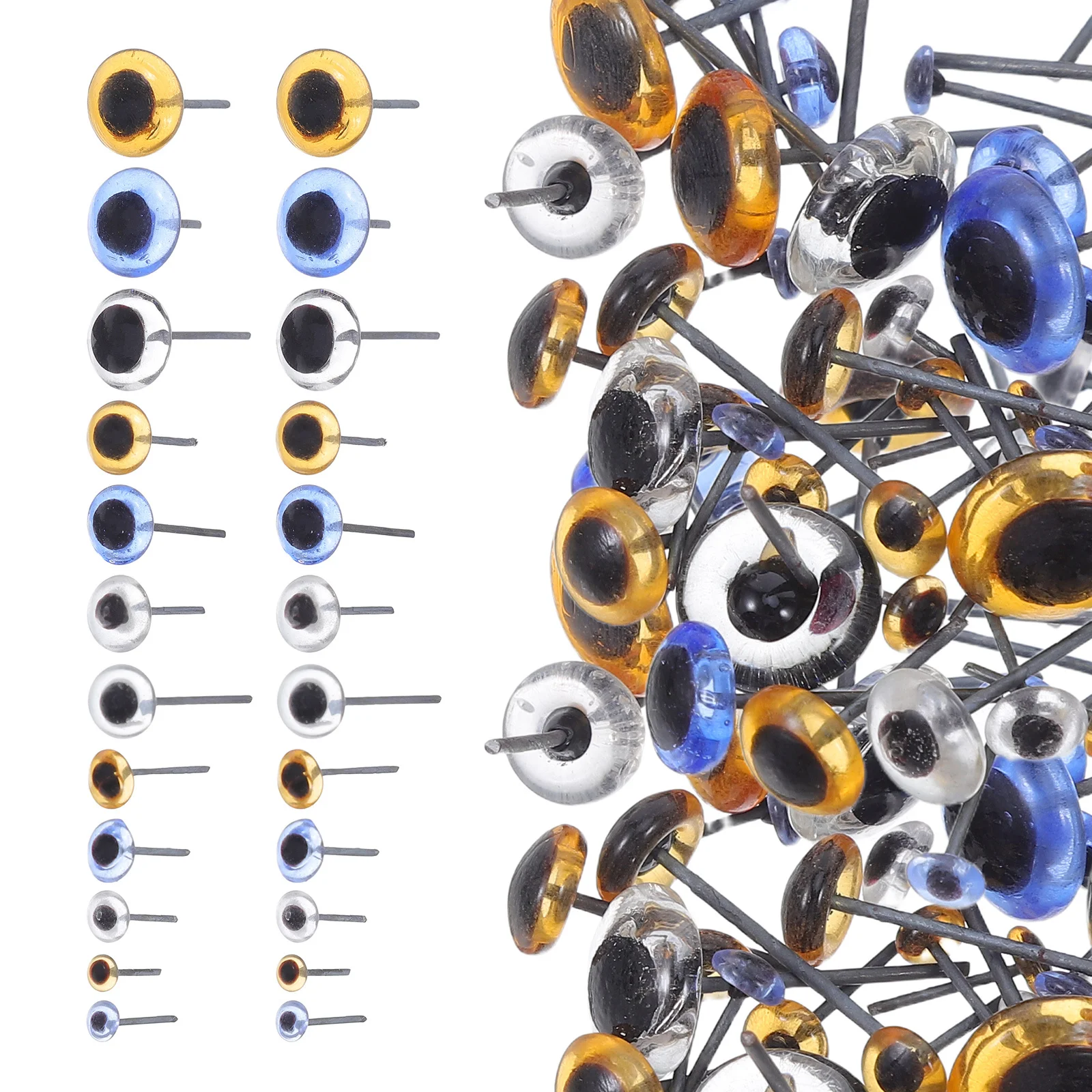 

120Pcs Craft Pin Eyes Glass 3 5 7 9Mm Mini Realistic Glass Eye Beads for Stuffed Animals Felt Crochet Animal Eye Decorations