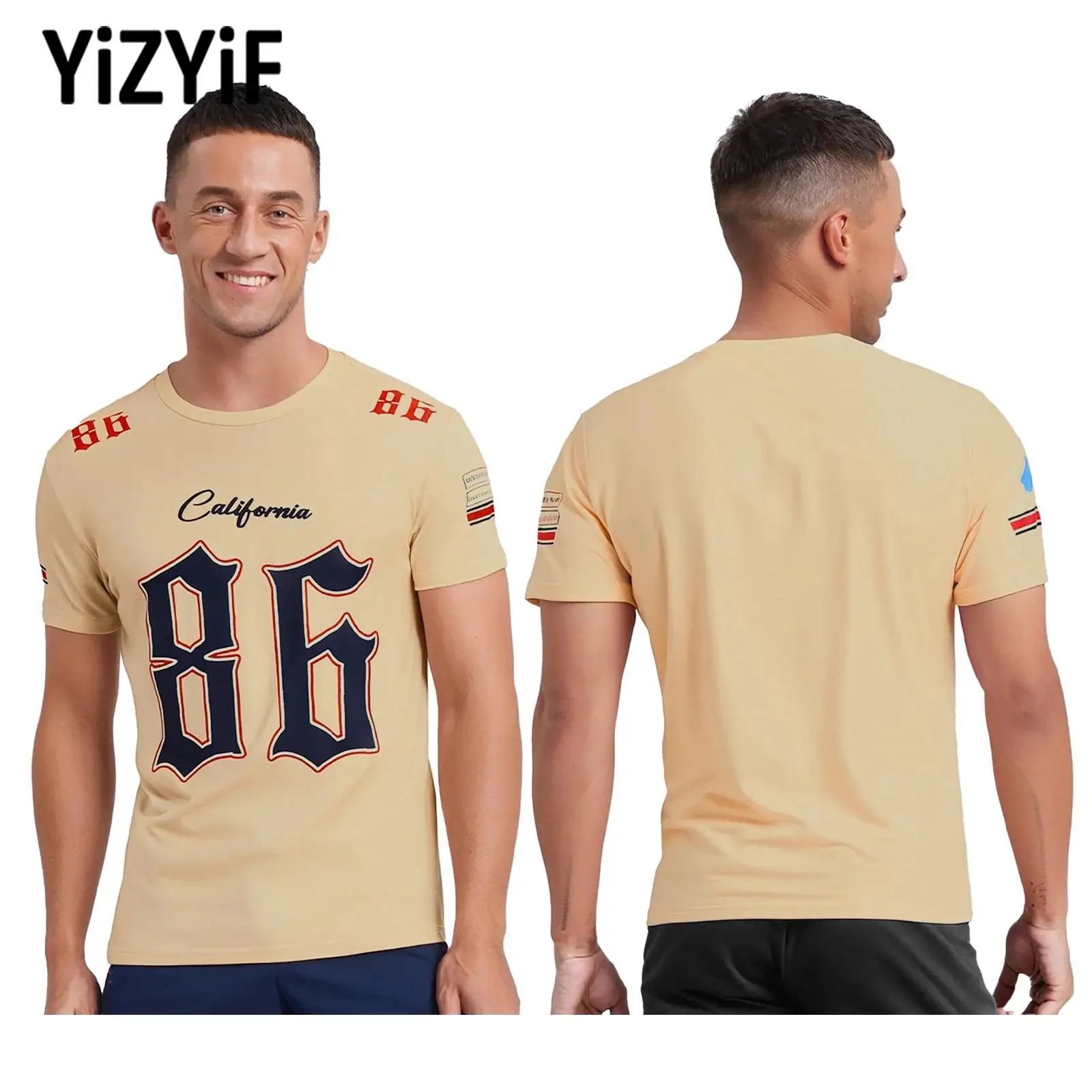 

Men's Quick-drying Breathable Basketball Jersey Graphic Rugby Athletic Top Short Sleeve T-shirt for Sports Gym Workout Running