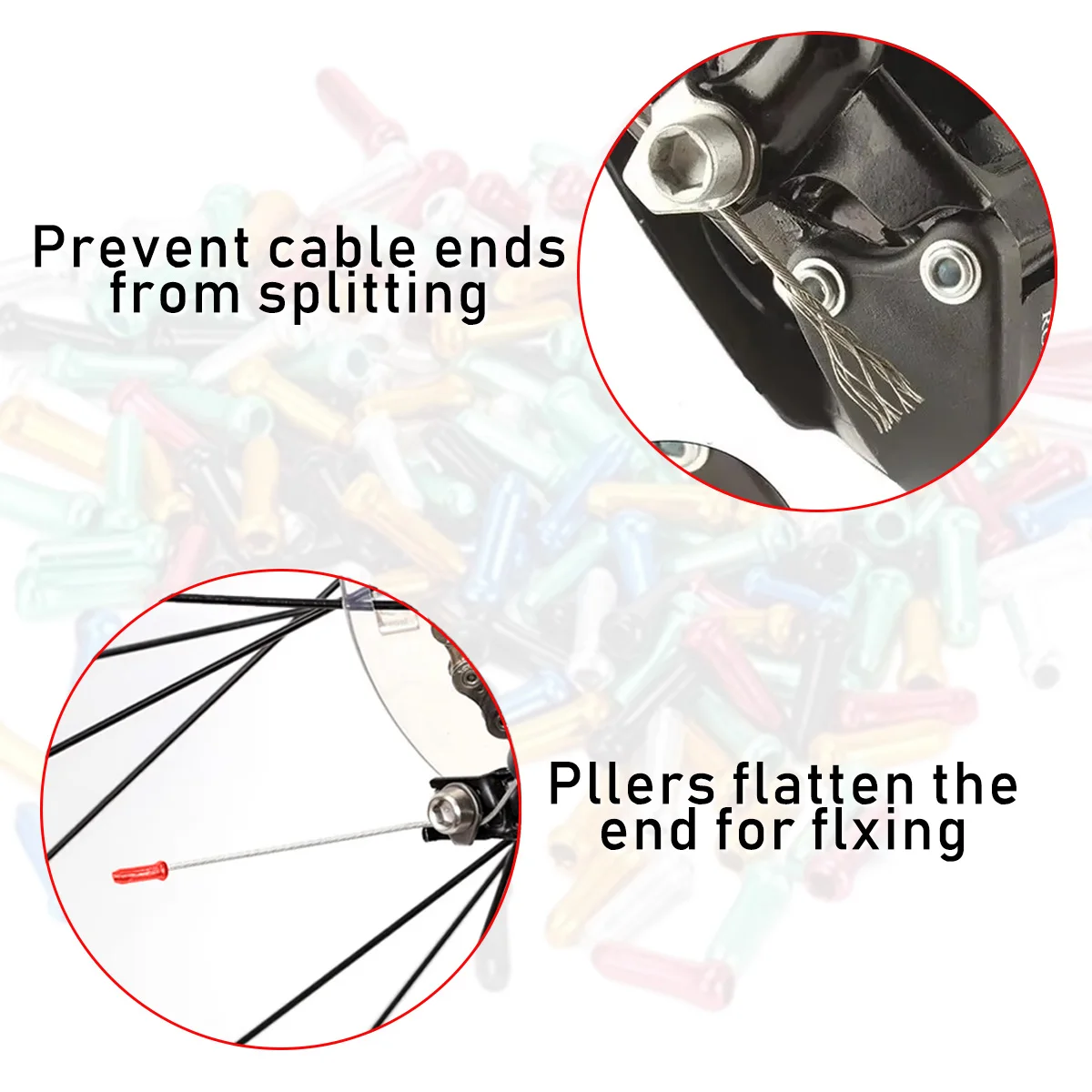 PINMOAP 50PCS Bicycle Cable Tube Tail Cap Variable Speed Brake Cable Core Cap Aluminum Alloy Cable Core Cap Bicycle Accessories