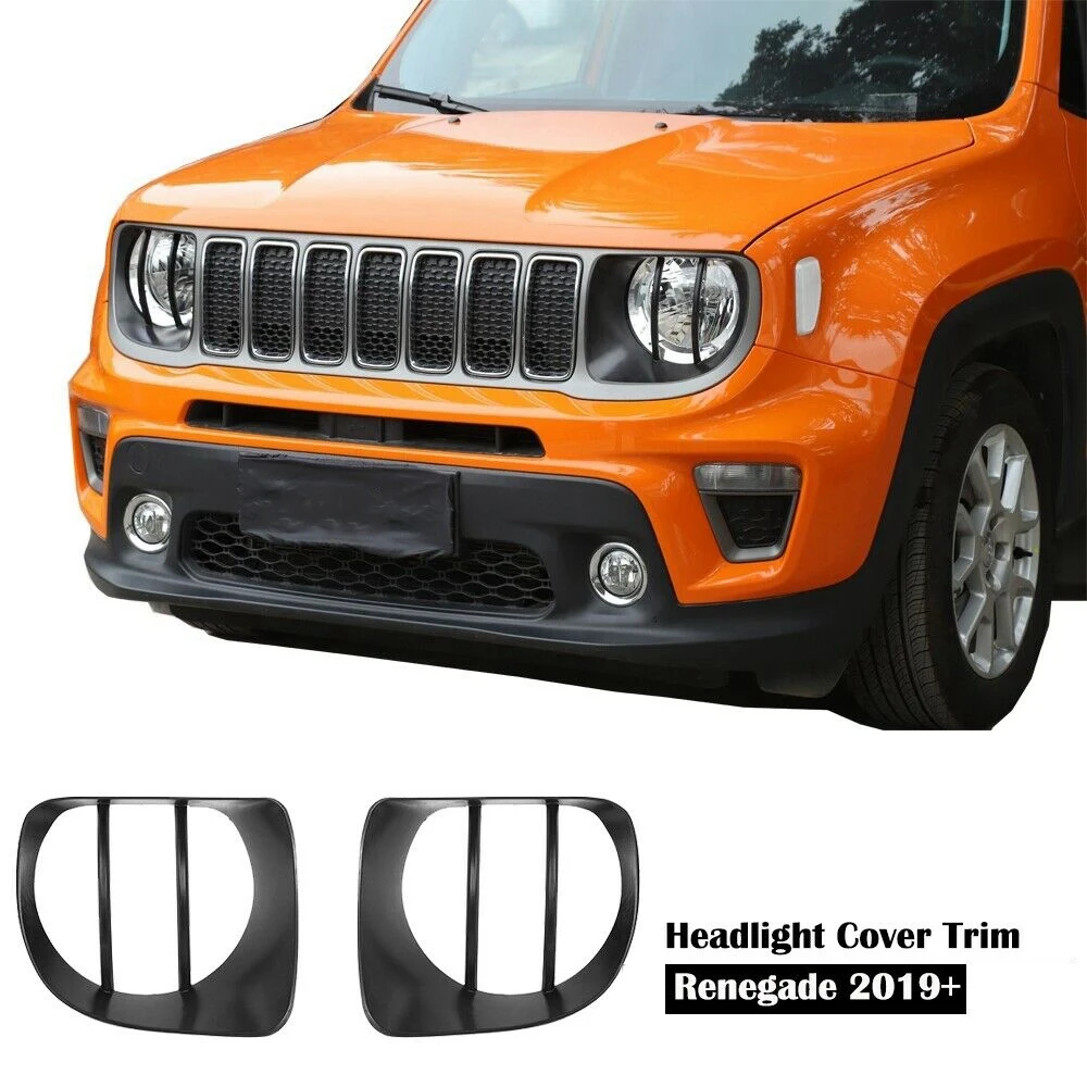 Black Front Light Headlight Lamp Trim Cover Decor for Jeep Renegade 2019+ 1