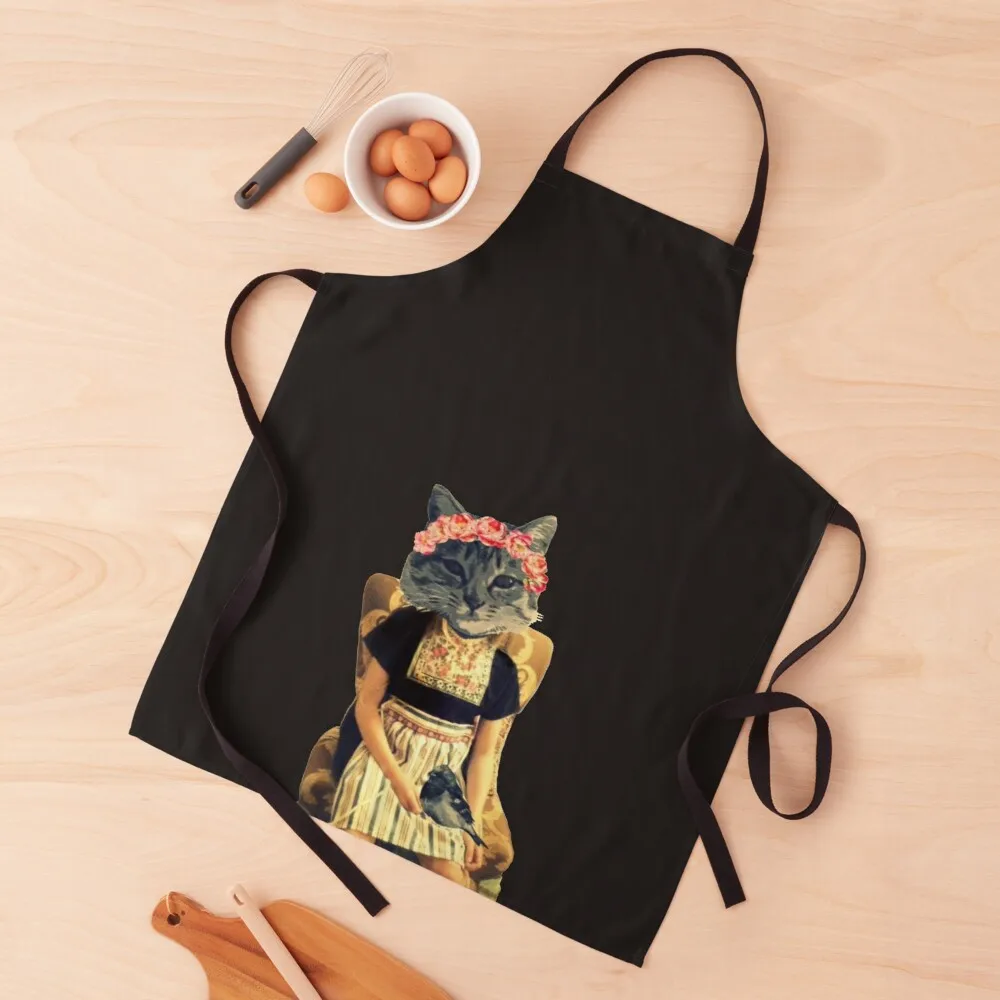 

Dutch Kitty With Bird Apron men's barbecue Things For Kitchen esthetician Apron