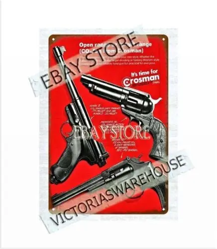 1p,dorm room  wall decor 1974 CROSMAN Revolver Pistol Gun metal tin sign