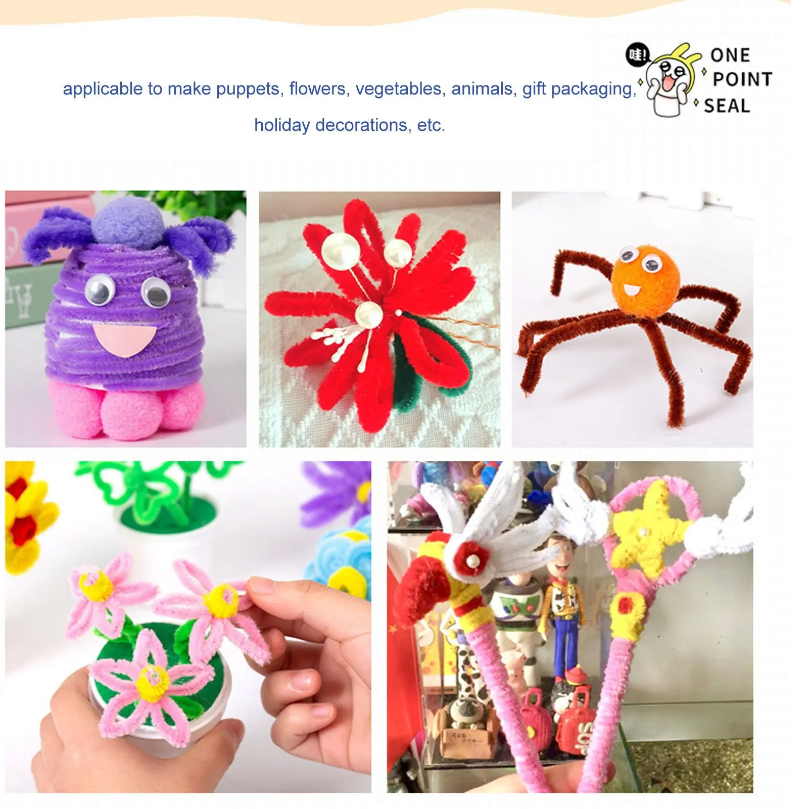 1000Pcs Pipe Cleaners Assorted Colors Soft Polyester Multi Purpose Colored Pipe Cleaners for Puppet Flower Gift Wrapping view 6