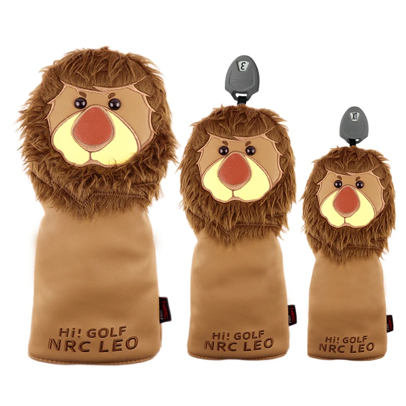 

Golf Headcover For Driver Fairway Wood Hybrid Head 1Pcs Lovely Lion Cartoon Animal 460cc