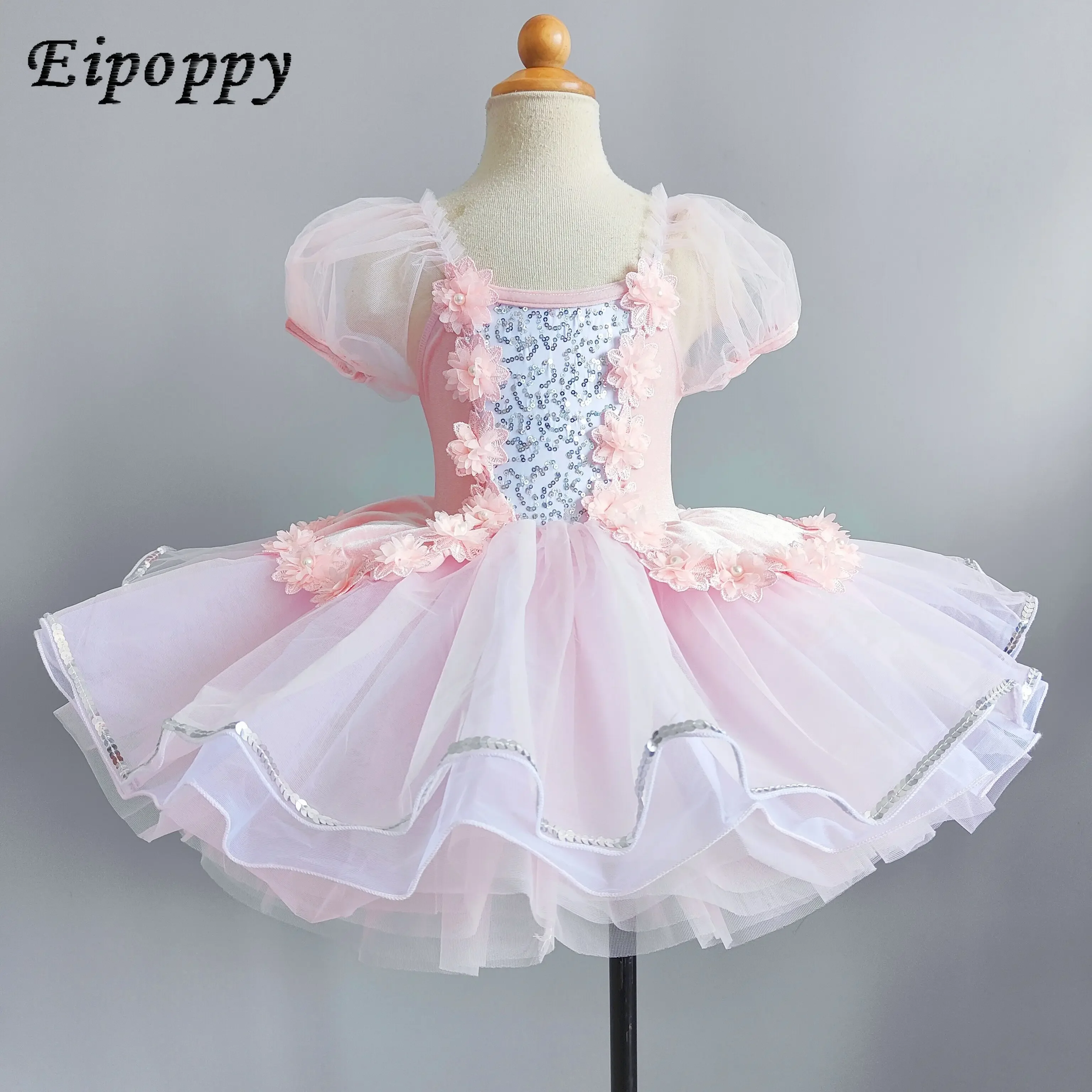 

New Children's Sequined Dance Clothes Girls' Performance Clothes Pettiskirt Girls' Catwalk Modern Dance Dress Cute Purple