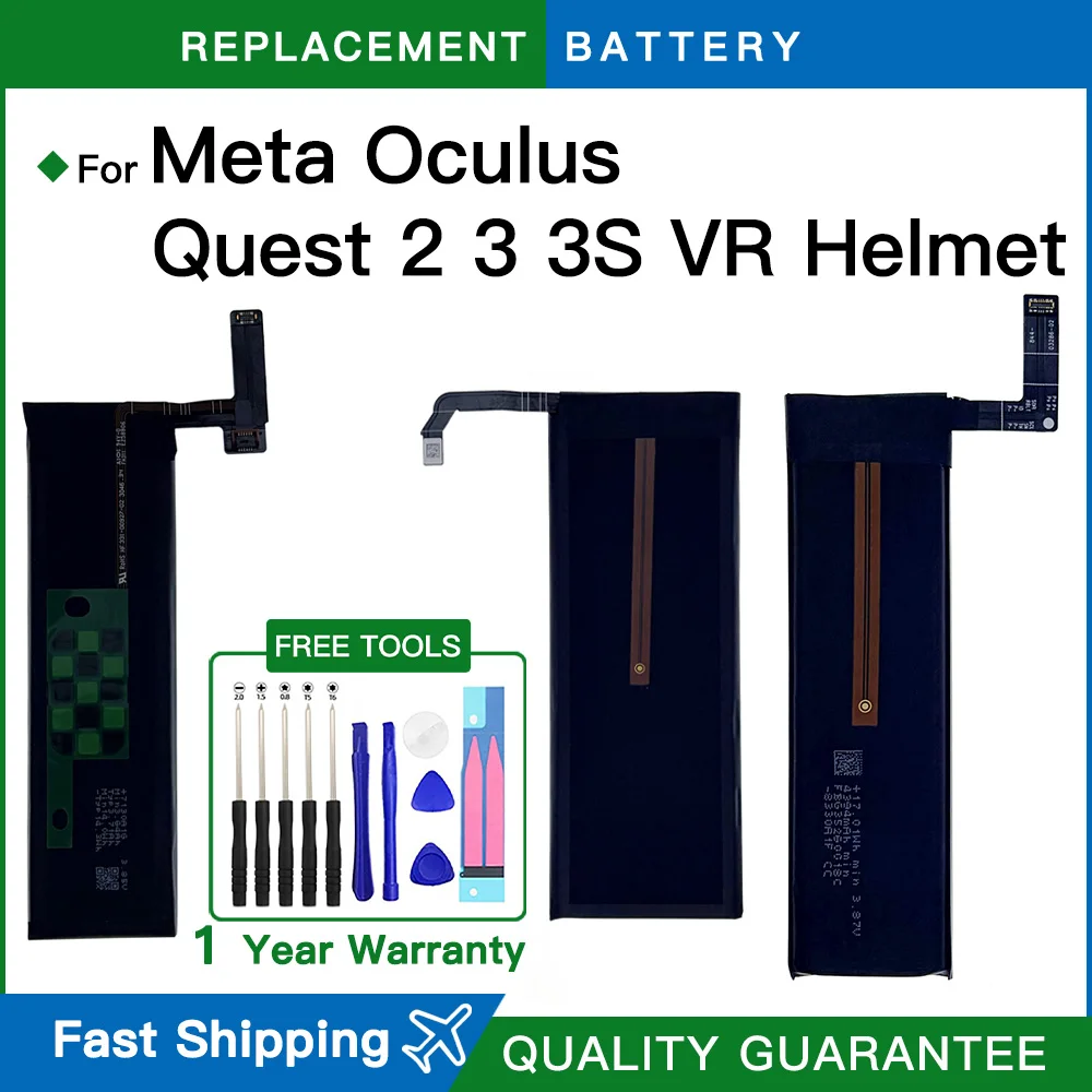 Battery Suitable for Meta Oculus Quest 2 Quest3 Quest 3S VR 3D Helmet Lithium Battery Repair Replacement Accessories Parts Tools