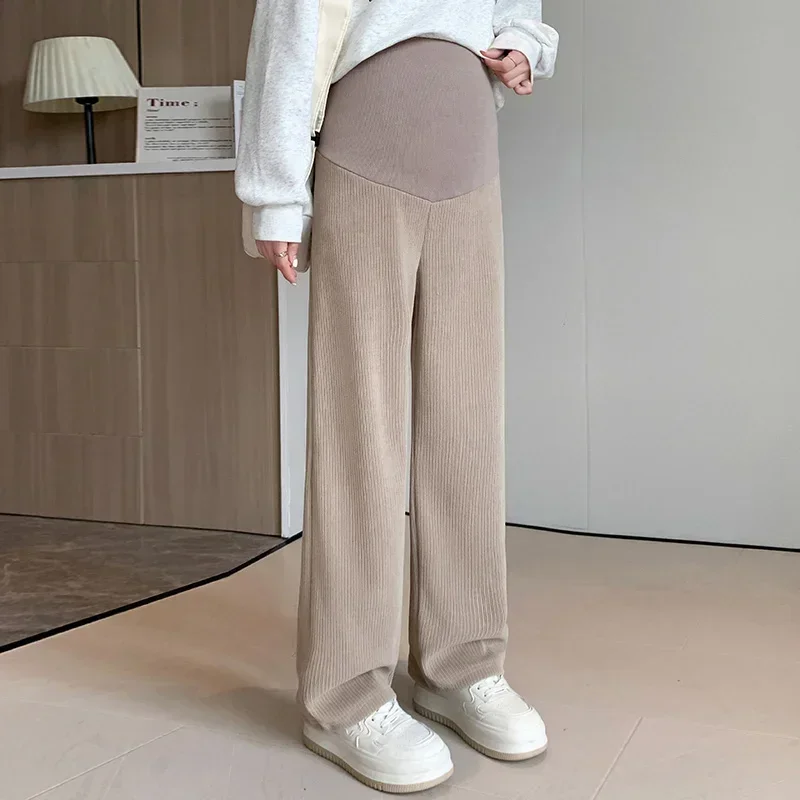 

Spring Autumn Fashion Maternity Straight Pants Wide Leg Loose Across High Waist Trousers Clothes for Pregnant Women Pregnancy