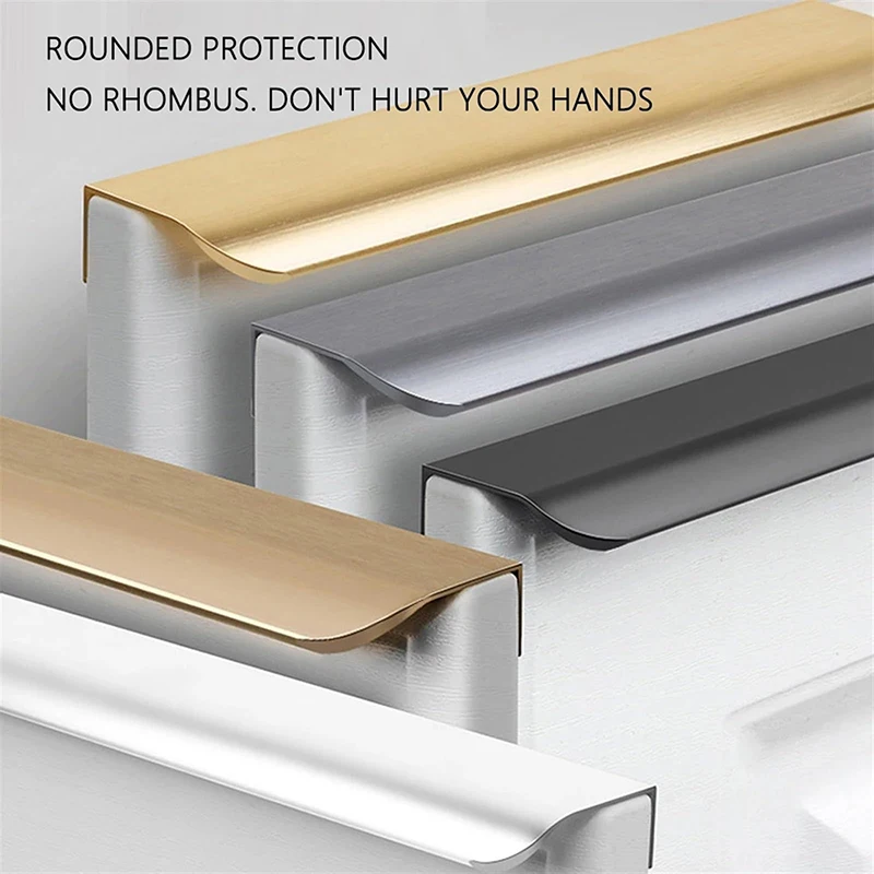 1 Pcs Invisible Long Handle Wardrobe Door Handle Drawer Kitchen Cabinet Handle 80-200mm Aluminum Alloy Furniture Cabinet Handle