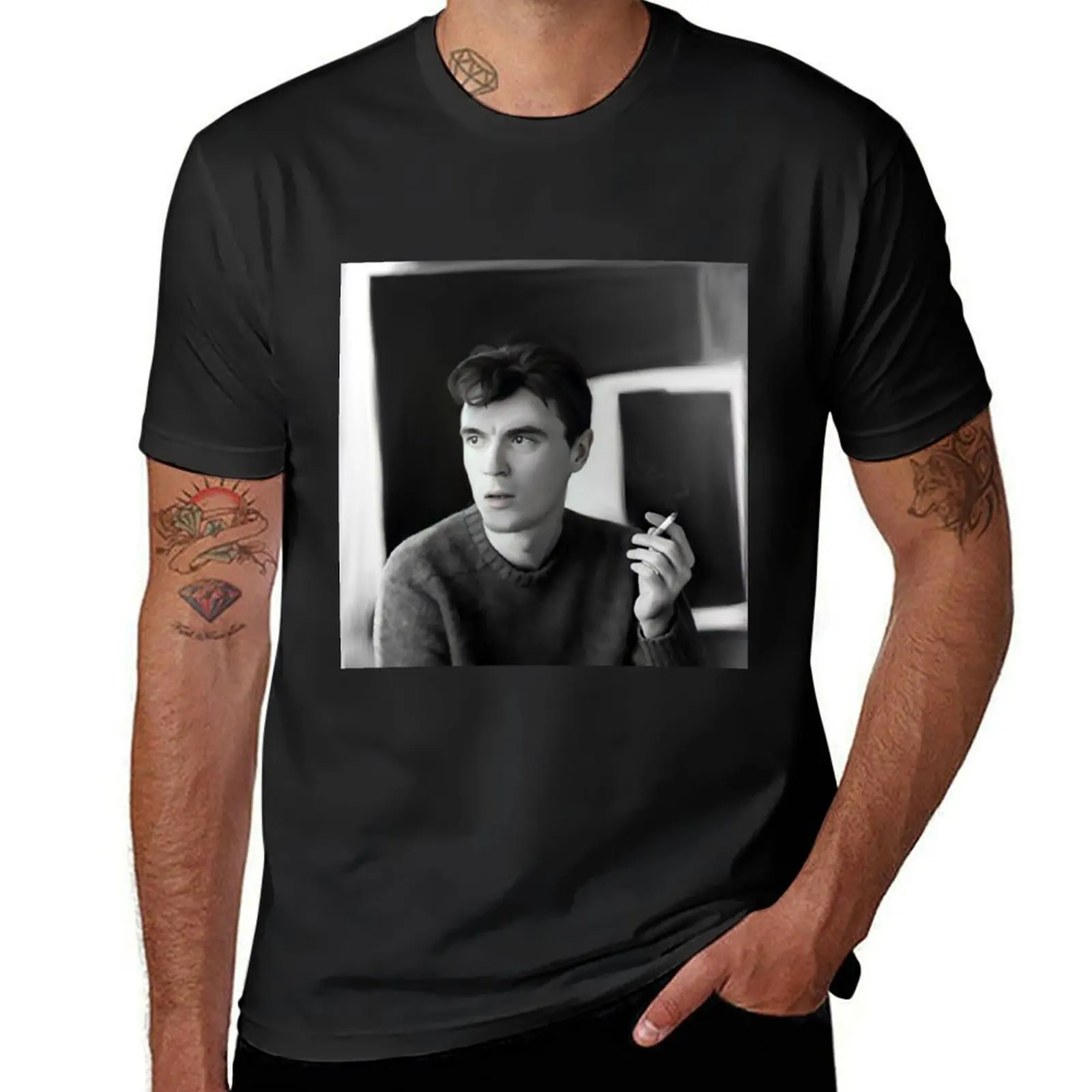 David Byrne Digital Acrylic Artwork T-Shirt summer tops summer top blacks Men's t shirts