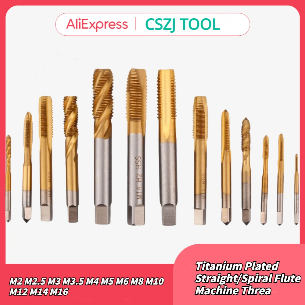 

M2 M2.5 M3 M3.5 M4 M5 M6 M8 M10 M12 M14 M16 Titanium Coated Hand Faucet Hss Metric Straight Flute Threaded Tap